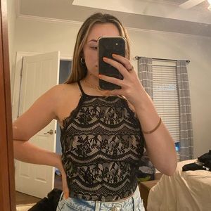 Black Lacey crop top